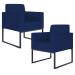 Kit 02 Poltronas Decorativas Sala Recepção Base Fixa Metal Helô L02 Suede Azul Marinho - Lyam Decor