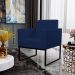 Kit 02 Poltronas Decorativas Sala Recepção Base Fixa Metal Helô L02 Suede Azul Marinho - Lyam Decor