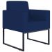 Kit 02 Poltronas Decorativas Sala Recepção Base Fixa Metal Helô L02 Suede Azul Marinho - Lyam Decor