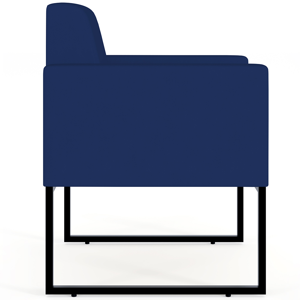 Kit 02 Poltronas Decorativas Sala Recepção Base Fixa Metal Helô L02 Suede Azul Marinho - Lyam Decor