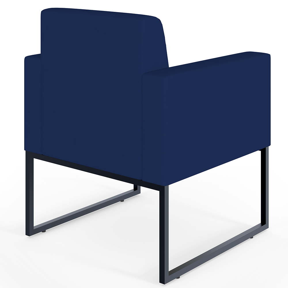 Kit 02 Poltronas Decorativas Sala Recepção Base Fixa Metal Helô L02 Suede Azul Marinho - Lyam Decor