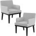 Kit 02 Poltronas Decorativas Sala de Estar Base Preto Beatriz W01 Bouclê Cinza - Lyam Decor