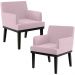 Kit 02 Poltronas Decorativas Sala de Estar Base Preto Beatriz W01 Bouclê Rosê - Lyam Decor