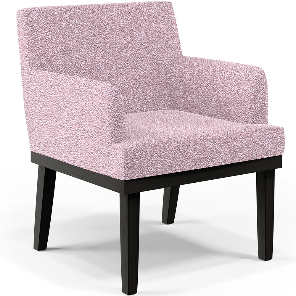 Kit 02 Poltronas Decorativas Sala de Estar Base Preto Beatriz W01 Bouclê Rosê - Lyam Decor