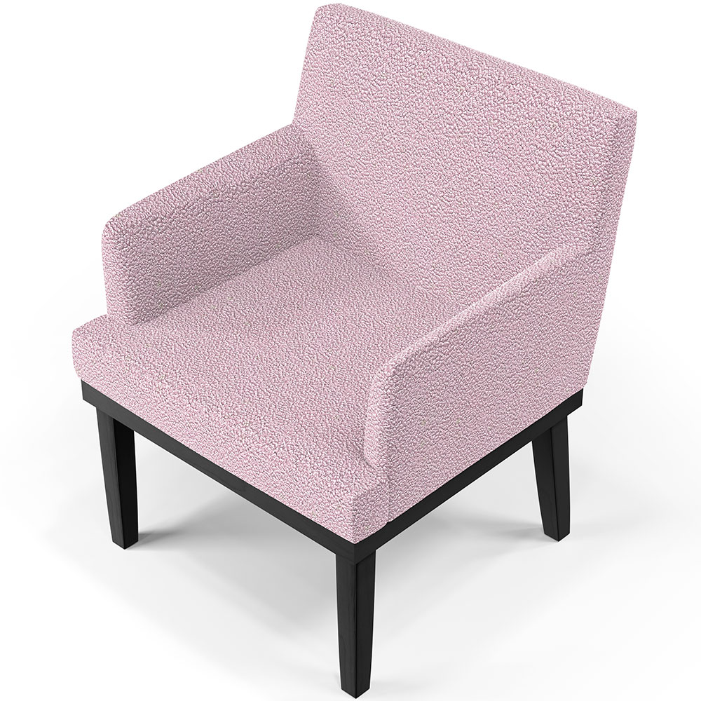 Kit 02 Poltronas Decorativas Sala de Estar Base Preto Beatriz W01 Bouclê Rosê - Lyam Decor