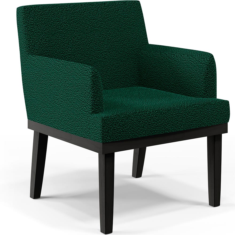 Kit 02 Poltronas Decorativas Sala de Estar Base Preto Beatriz W01 Bouclê Verde - Lyam Decor