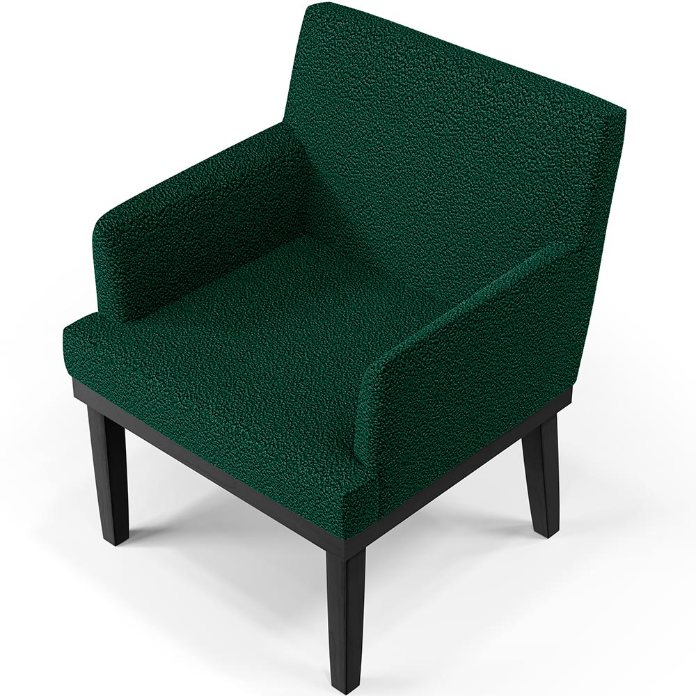 Kit 02 Poltronas Decorativas Sala de Estar Base Preto Beatriz W01 Bouclê Verde - Lyam Decor