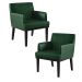 Kit 02 Poltronas Decorativas Sala de Estar Base Preto Beatriz W01 Facto Verde Musgo - Lyam Decor