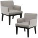 Kit 02 Poltronas Decorativas Sala de Estar Base Preto Beatriz W01 Linho Bege - Lyam Decor