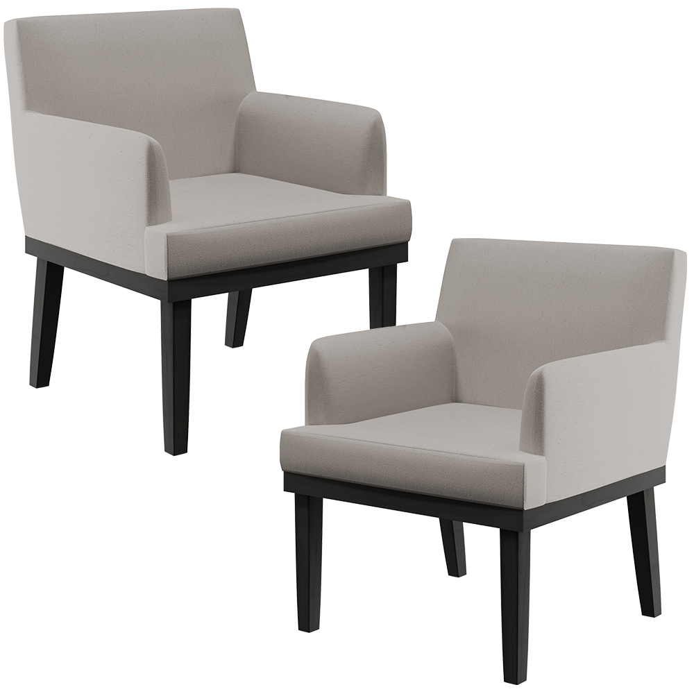 Kit 02 Poltronas Decorativas Sala de Estar Base Preto Beatriz W01 Linho Bege - Lyam Decor
