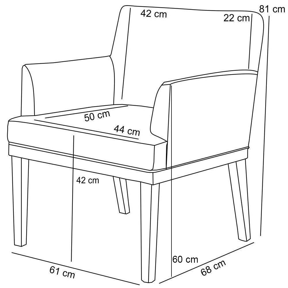 Kit 02 Poltronas Decorativas Sala de Estar Base Preto Beatriz W01 Linho Chumbo - Lyam Decor