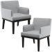 Kit 02 Poltronas Decorativas Sala de Estar Base Preto Beatriz W01 Linho Cinza - Lyam Decor
