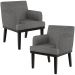 Kit 02 Poltronas Decorativas Sala de Estar Base Preto Beatriz W01 Linho Cinza Escuro - Lyam Decor