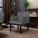 Kit 02 Poltronas Decorativas Sala de Estar Base Preto Beatriz W01 Linho Cinza Escuro - Lyam Decor