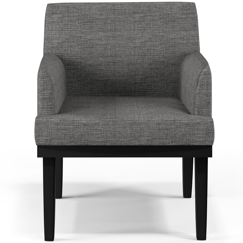 Kit 02 Poltronas Decorativas Sala de Estar Base Preto Beatriz W01 Linho Cinza Escuro - Lyam Decor