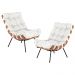 Kit 02 Poltronas Decorativas Sala de Estar Costela L04 Couro Branco - Lyam Decor