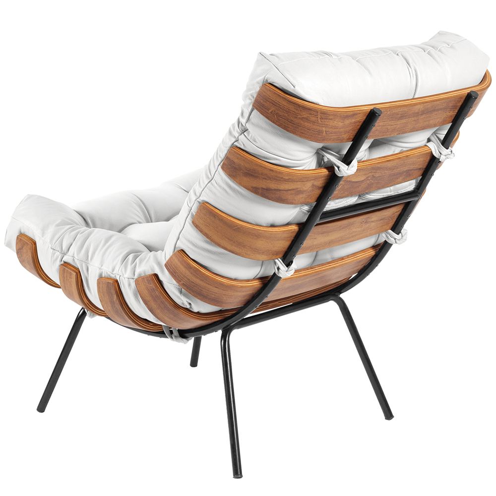 Kit 02 Poltronas Decorativas Sala de Estar Costela L04 Couro Branco - Lyam Decor