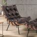 Kit 02 Poltronas Decorativas Sala de Estar Costela L04 Couro Marrom Café - Lyam Decor