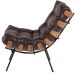 Kit 02 Poltronas Decorativas Sala de Estar Costela L04 Couro Marrom Café - Lyam Decor