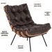 Kit 02 Poltronas Decorativas Sala de Estar Costela L04 Couro Marrom Café - Lyam Decor