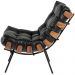 Kit 02 Poltronas Decorativas Sala de Estar Costela L04 Couro Preto - Lyam Decor