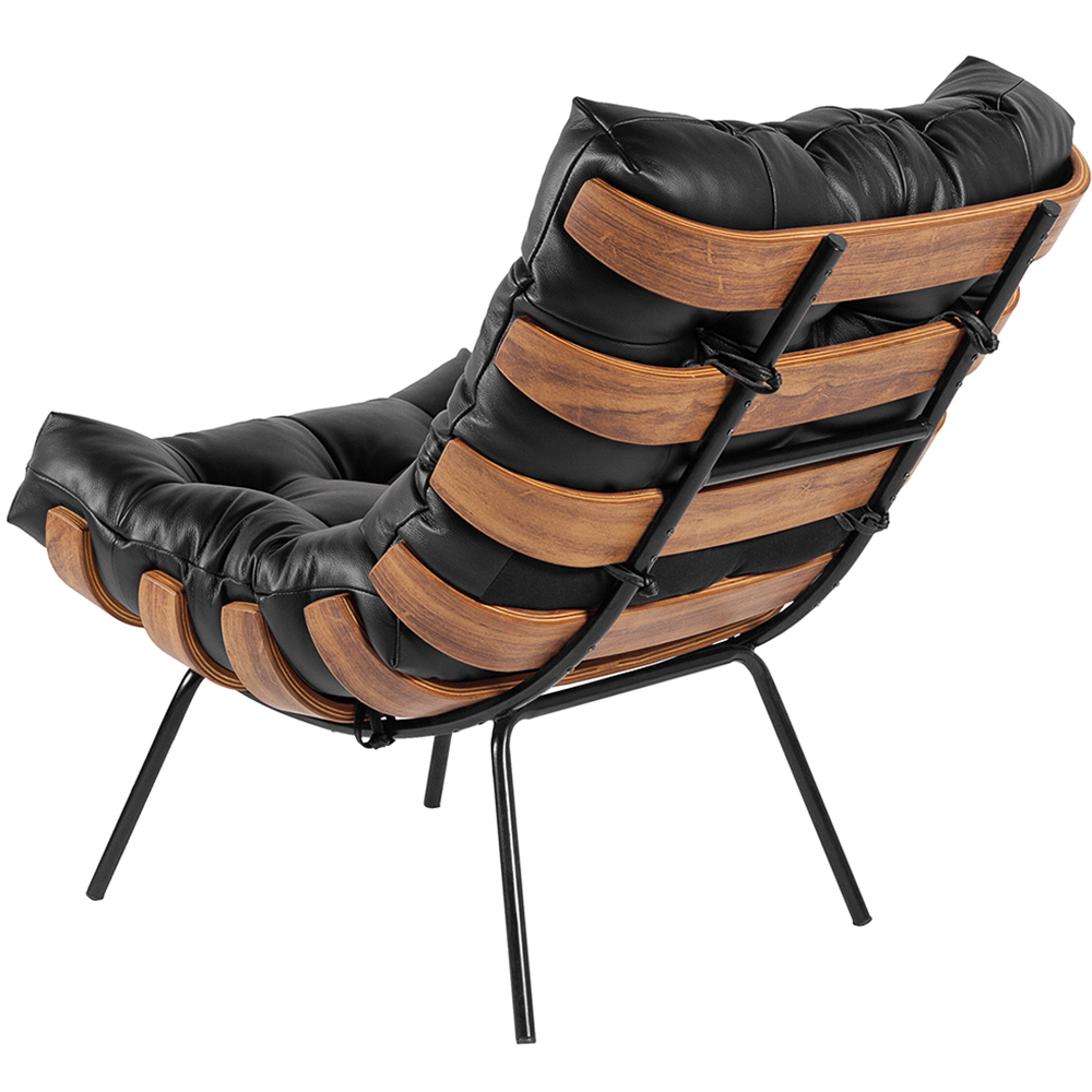 Kit 02 Poltronas Decorativas Sala de Estar Costela L04 Couro Preto - Lyam Decor