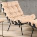 Kit 02 Poltronas Decorativas Sala de Estar Costela Preto L04 Couro Bege - Lyam Decor