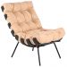 Kit 02 Poltronas Decorativas Sala de Estar Costela Preto L04 Couro Bege - Lyam Decor