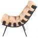 Kit 02 Poltronas Decorativas Sala de Estar Costela Preto L04 Couro Bege - Lyam Decor