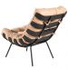 Kit 02 Poltronas Decorativas Sala de Estar Costela Preto L04 Couro Bege - Lyam Decor
