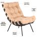Kit 02 Poltronas Decorativas Sala de Estar Costela Preto L04 Couro Bege - Lyam Decor