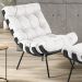 Kit 02 Poltronas Decorativas Sala de Estar Costela Preto L04 Couro Branco - Lyam Decor