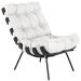 Kit 02 Poltronas Decorativas Sala de Estar Costela Preto L04 Couro Branco - Lyam Decor