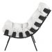 Kit 02 Poltronas Decorativas Sala de Estar Costela Preto L04 Couro Branco - Lyam Decor