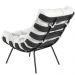 Kit 02 Poltronas Decorativas Sala de Estar Costela Preto L04 Couro Branco - Lyam Decor