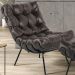 Kit 02 Poltronas Decorativas Sala de Estar Costela Preto L04 Couro Marrom Café - Lyam Decor