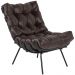 Kit 02 Poltronas Decorativas Sala de Estar Costela Preto L04 Couro Marrom Café - Lyam Decor