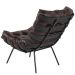 Kit 02 Poltronas Decorativas Sala de Estar Costela Preto L04 Couro Marrom Café - Lyam Decor