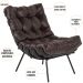 Kit 02 Poltronas Decorativas Sala de Estar Costela Preto L04 Couro Marrom Café - Lyam Decor