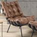 Kit 02 Poltronas Decorativas Sala de Estar Costela Preto L04 Couro Mel - Lyam Decor