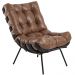 Kit 02 Poltronas Decorativas Sala de Estar Costela Preto L04 Couro Mel - Lyam Decor