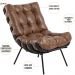Kit 02 Poltronas Decorativas Sala de Estar Costela Preto L04 Couro Mel - Lyam Decor