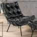 Kit 02 Poltronas Decorativas Sala de Estar Costela Preto L04 Couro Preto - Lyam Decor