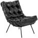 Kit 02 Poltronas Decorativas Sala de Estar Costela Preto L04 Couro Preto - Lyam Decor