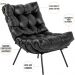 Kit 02 Poltronas Decorativas Sala de Estar Costela Preto L04 Couro Preto - Lyam Decor