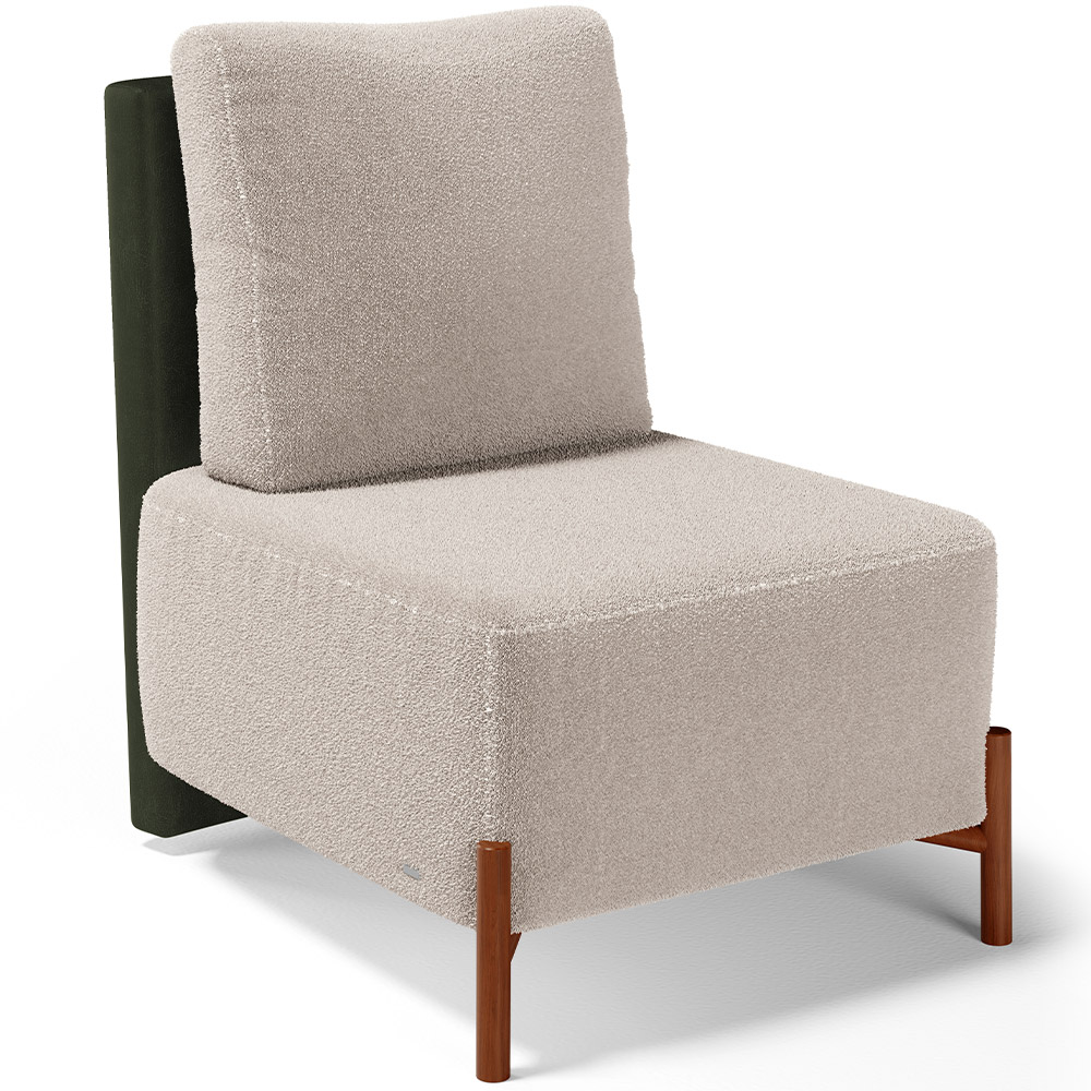 Kit 02 Poltronas Decorativas Sala de Estar Living  Hungria L02 Couríssimo Verde Bouclê Creme - Lyam