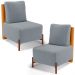 Kit 02 Poltronas Decorativas Sala de Estar Living  Hungria L02 Couríssimo Whisky Bouclê Cinza - Lyam