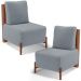 Kit 02 Poltronas Decorativas Sala de Estar Living Hungria L02 Couríssimo Camel Bouclê Cinza - Lyam