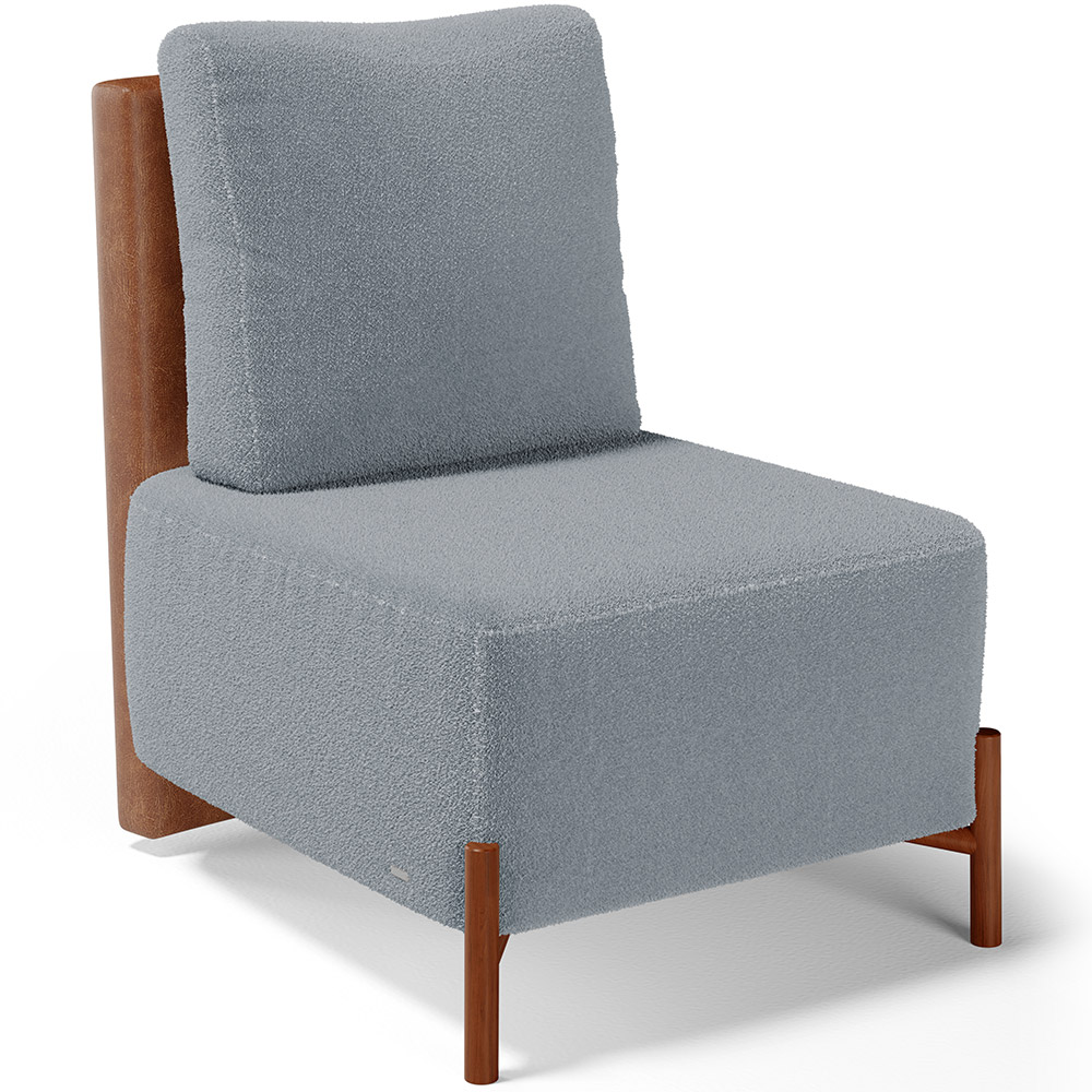 Kit 02 Poltronas Decorativas Sala de Estar Living Hungria L02 Couríssimo Camel Bouclê Cinza - Lyam