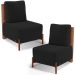 Kit 02 Poltronas Decorativas Sala de Estar Living Hungria L02 Couríssimo Camel Bouclê Preto - Lyam
